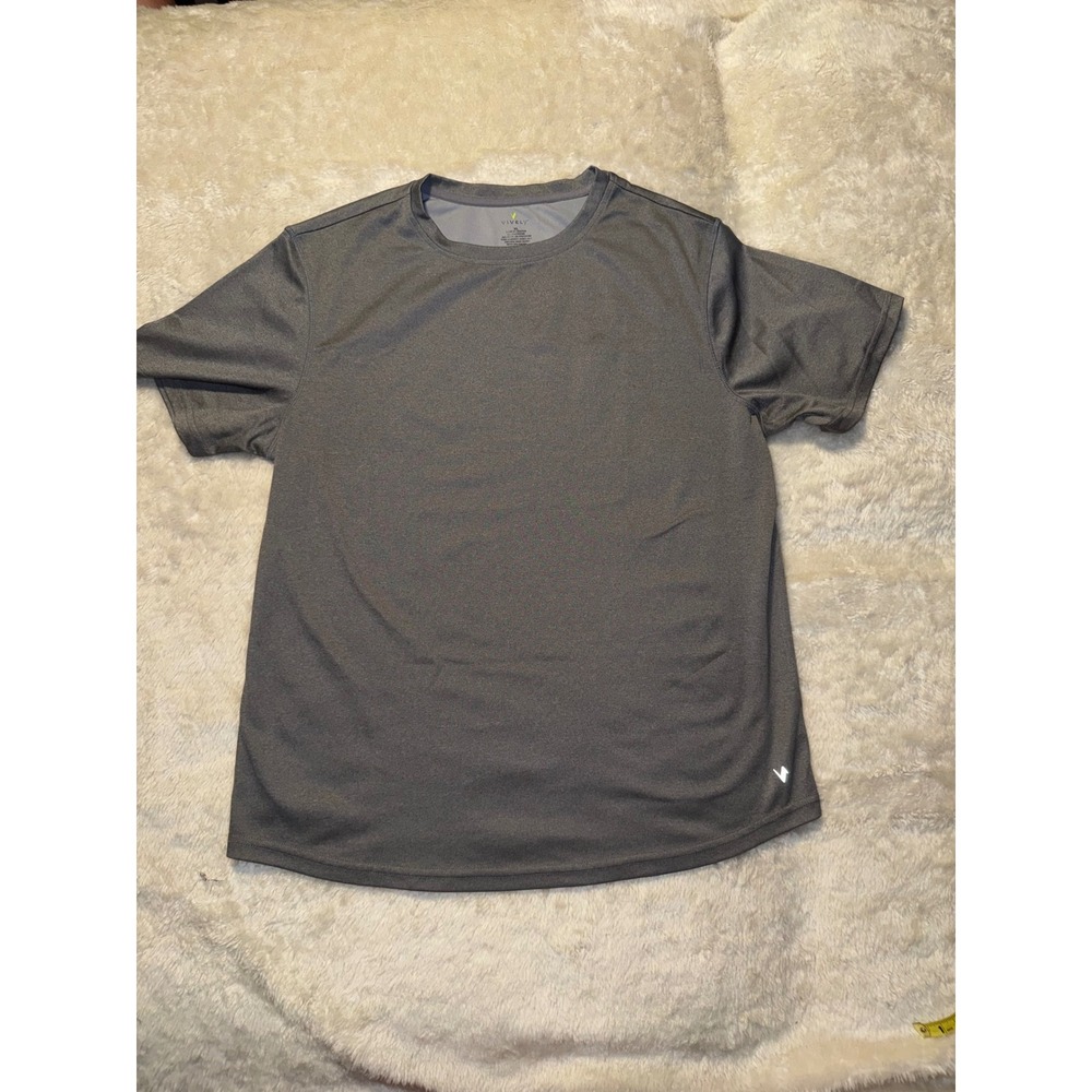 Vively Mens XL Gray Active Performance Short Sleeve T-Shirt Recycled Polyester